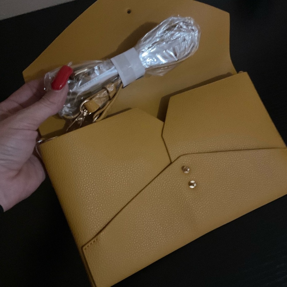 Ladies clutch purse mustard color